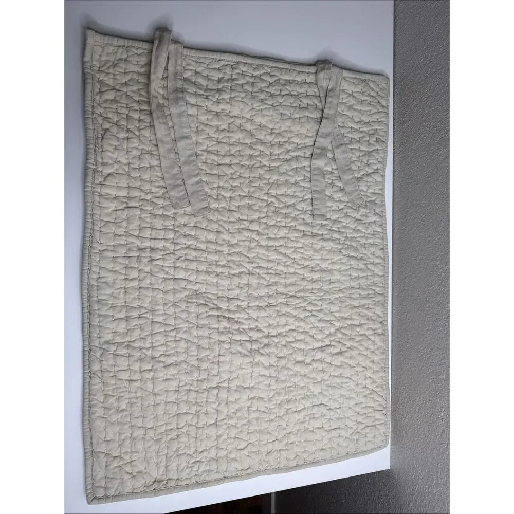 Pottery Barn Natural Beige Pick Stitch Standard Pillow Sham Linen Cotton Blend